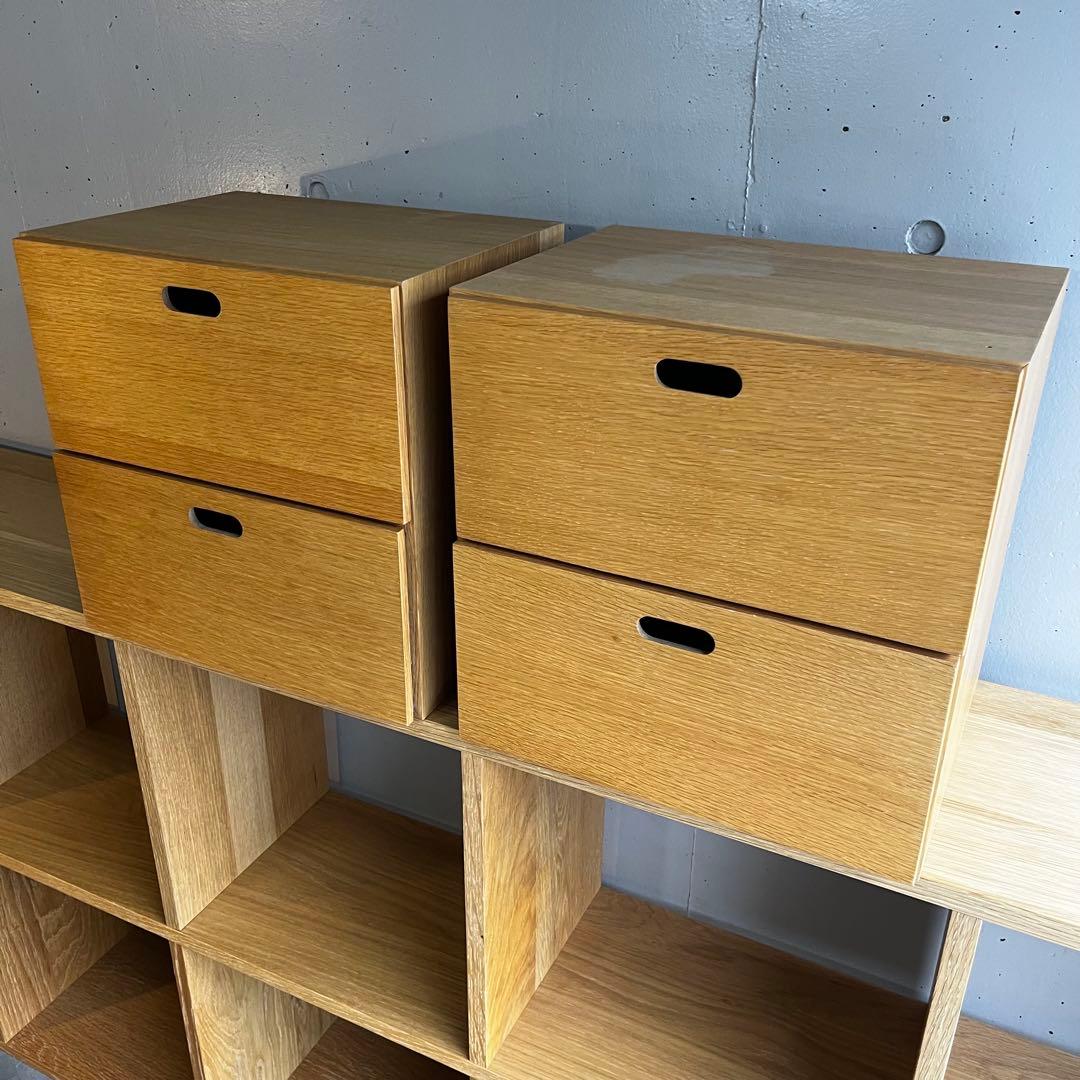 Hawk★無印スタッキングシェルフセット・５段×３列オーク材 チェスト他付