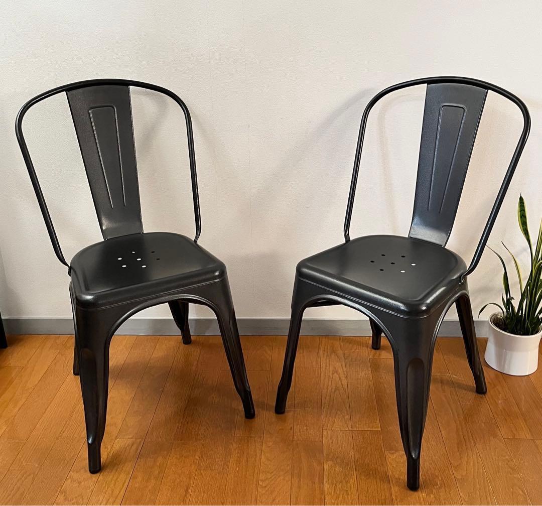 Aチェア　リプロダクト2脚組　インダストリアル　名作　カフェ椅子　鉄メタルチェア