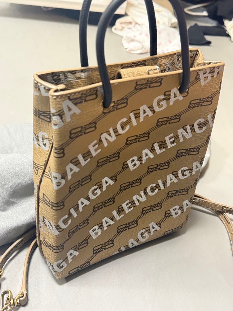 バレンシアガ ラージ ショッピング バッグ レザー ブラック 2way