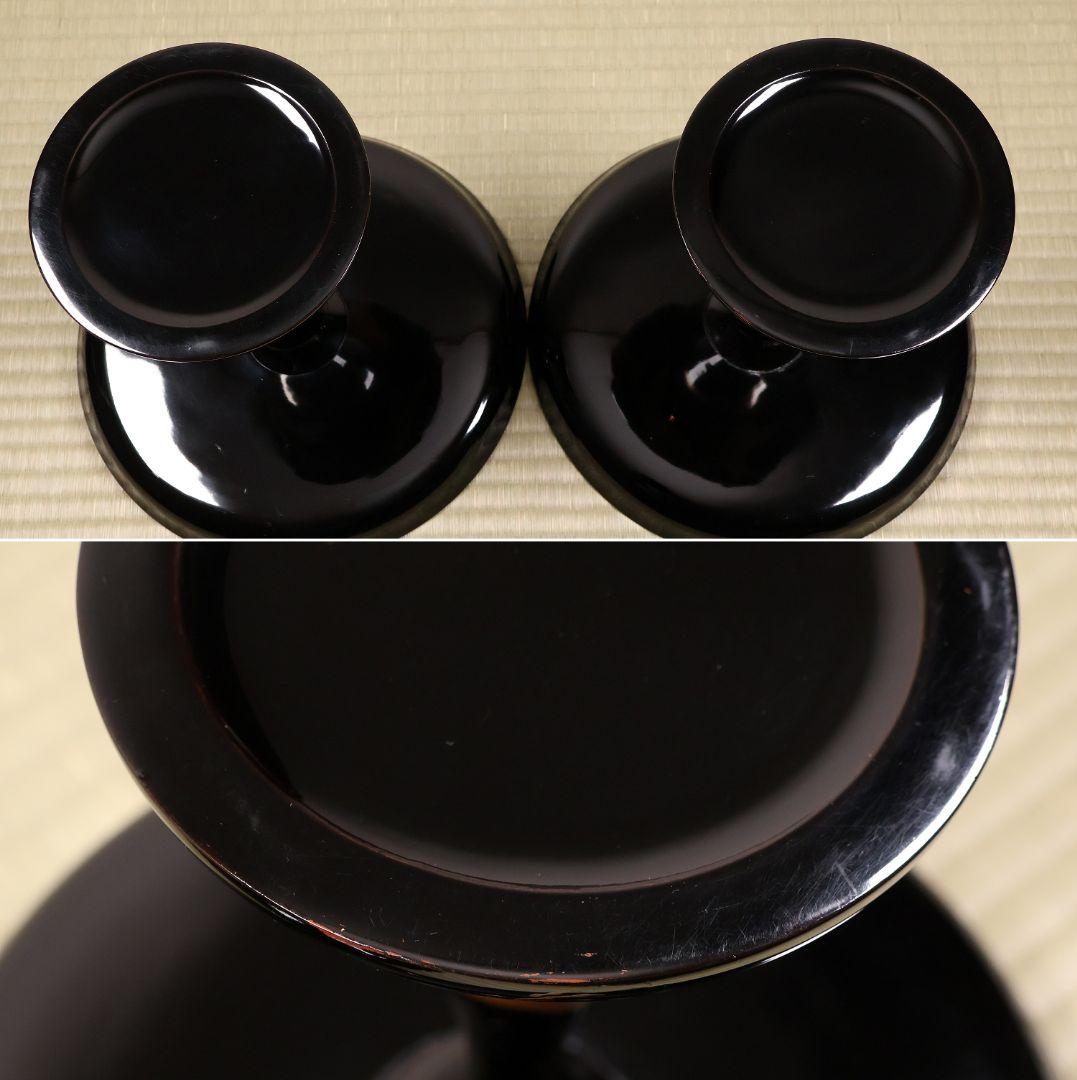 波に鶴 金銀蒔絵 高月一対 木箱 木製漆器 高坏 高槻 菓子器 【MA743】