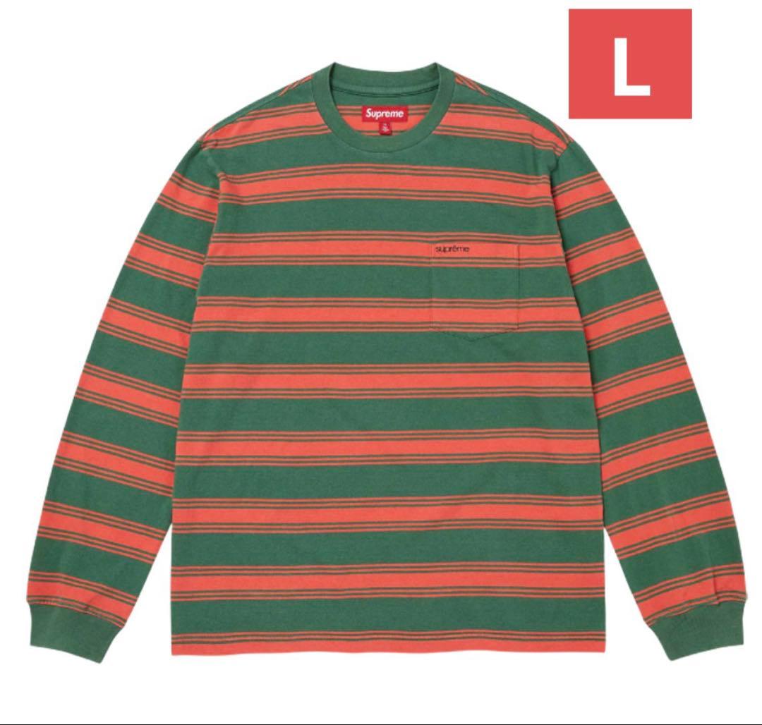 トップス Supreme Stripe Pocket L/S Top Green L