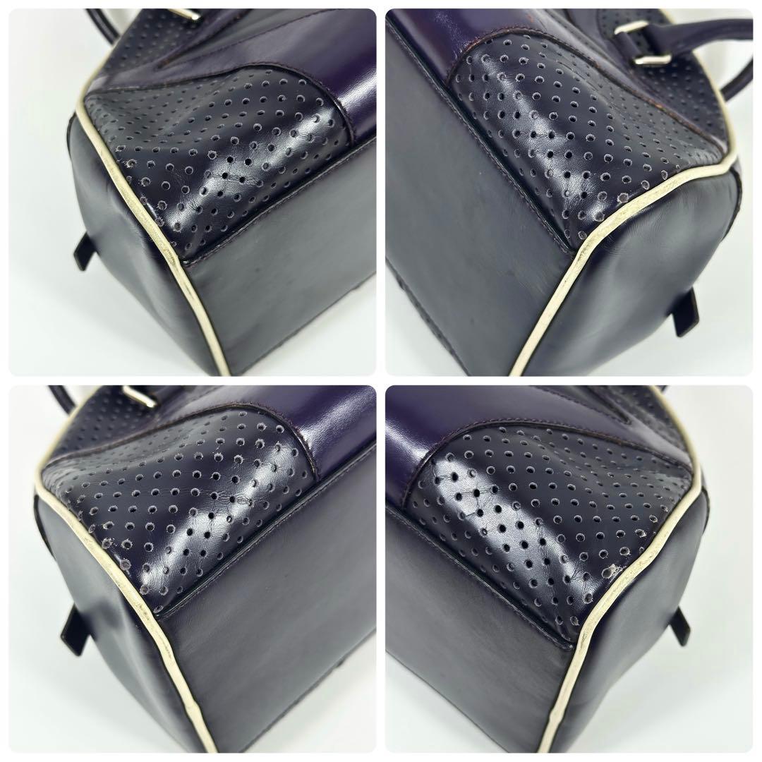 PRADA レザー パンチング ボーリングバッグ 紫 archive ギャラ有