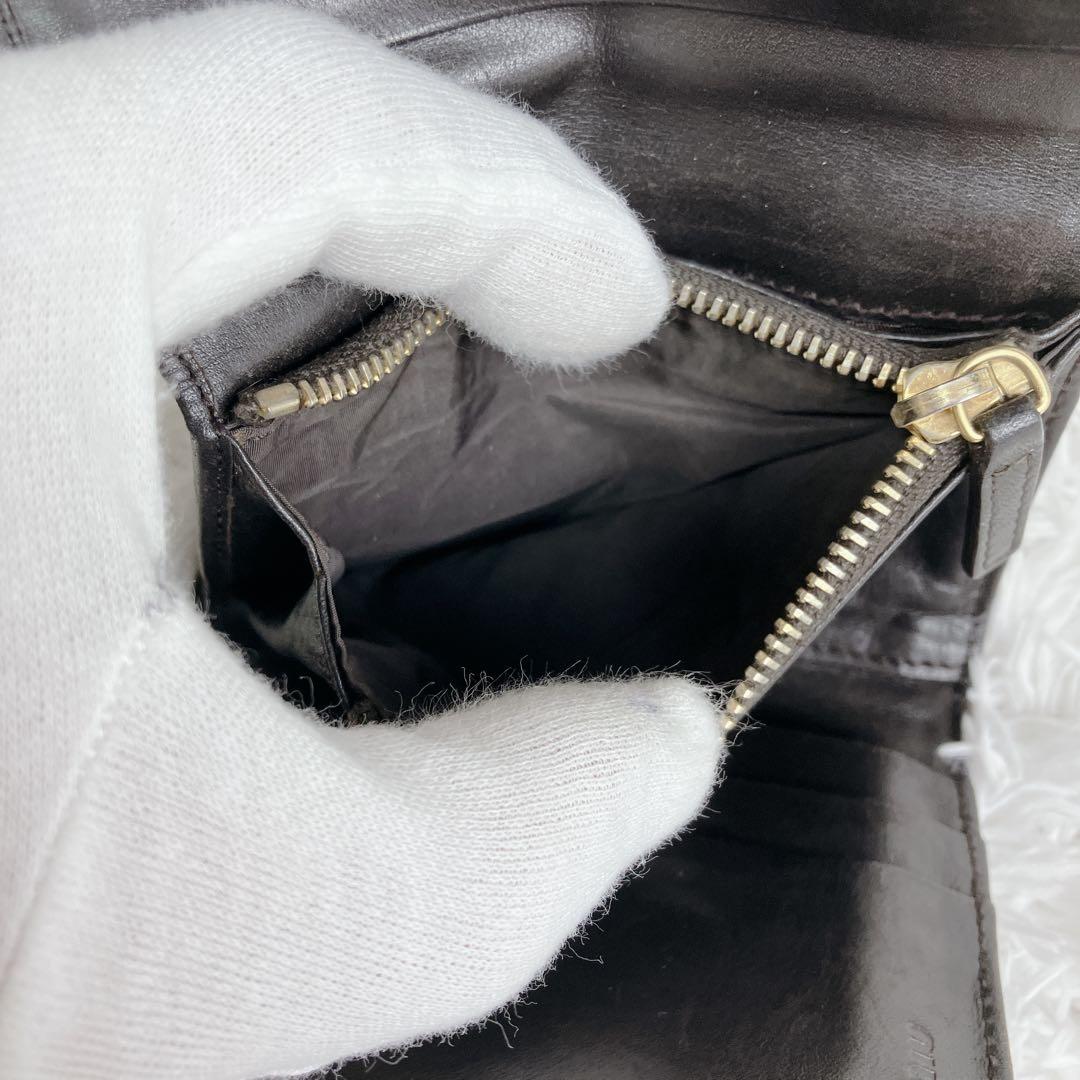 sa ミュウミュウ 折り財布クロコ型押し レザー y2k アーカイブ 茶