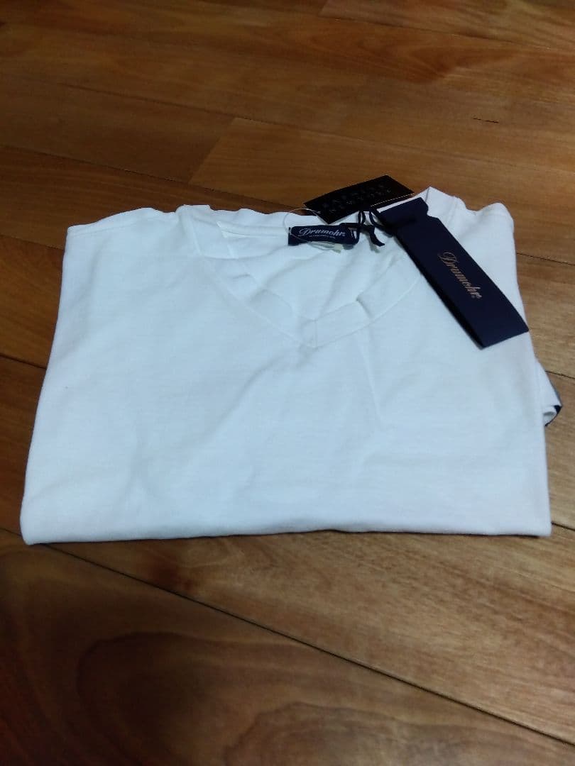 Drumohr ホワイト Vネック Tシャツ SIZE46 ドルモア