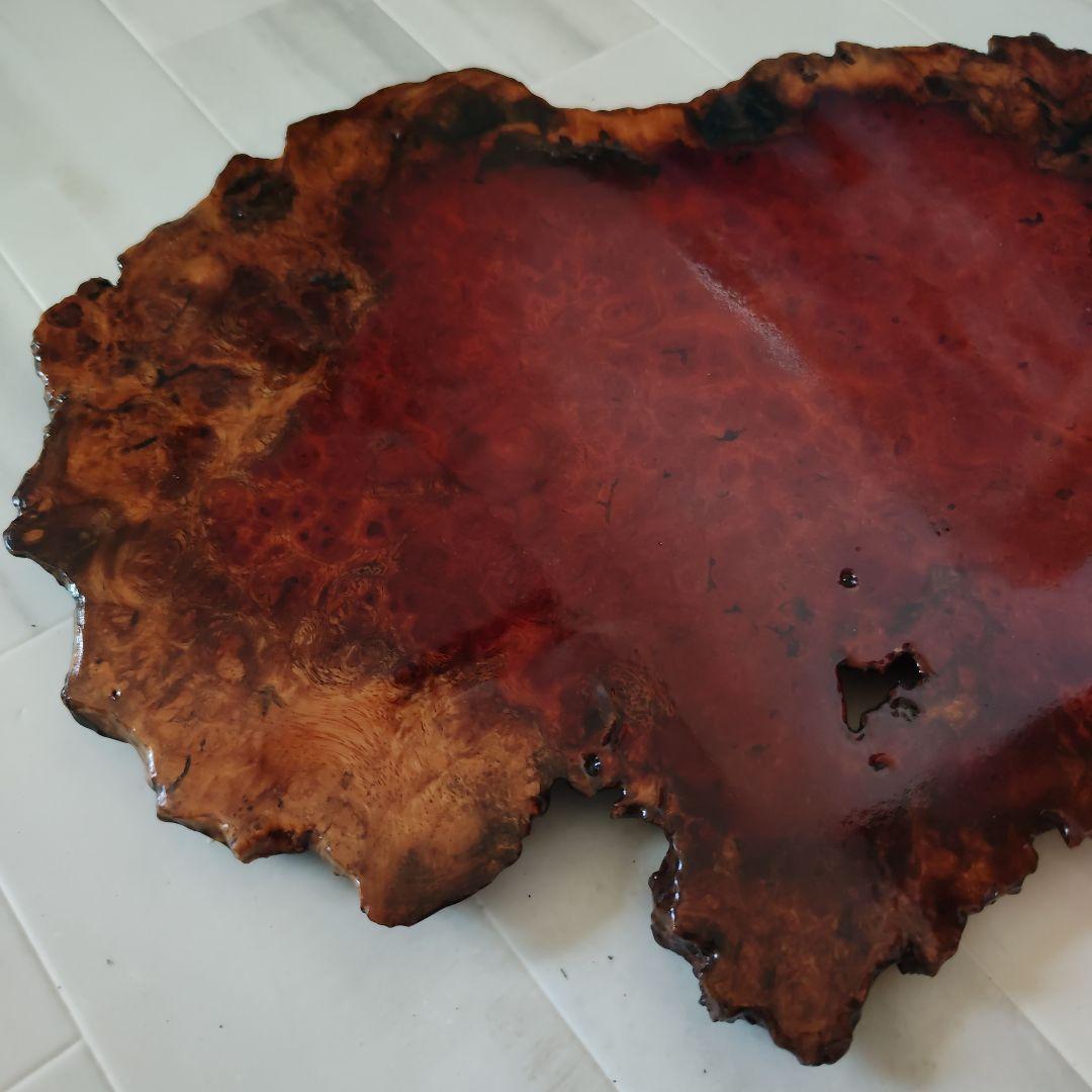 【特上】希少　オンコ　赤褐色　瘤 コブ 瘤杢 　天然木 花台　リバーシブル