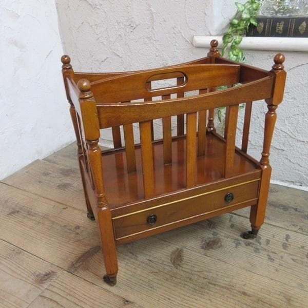 イギリス アンティーク 家具 マガジンラック カンタベリー 収納 6654c