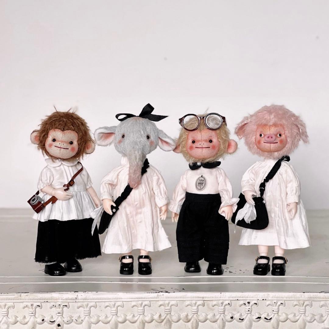 アニマル演奏隊 猿 豚 ゾウ アーティストベア 着せ替え 海外作家様 ぬいぐるみ