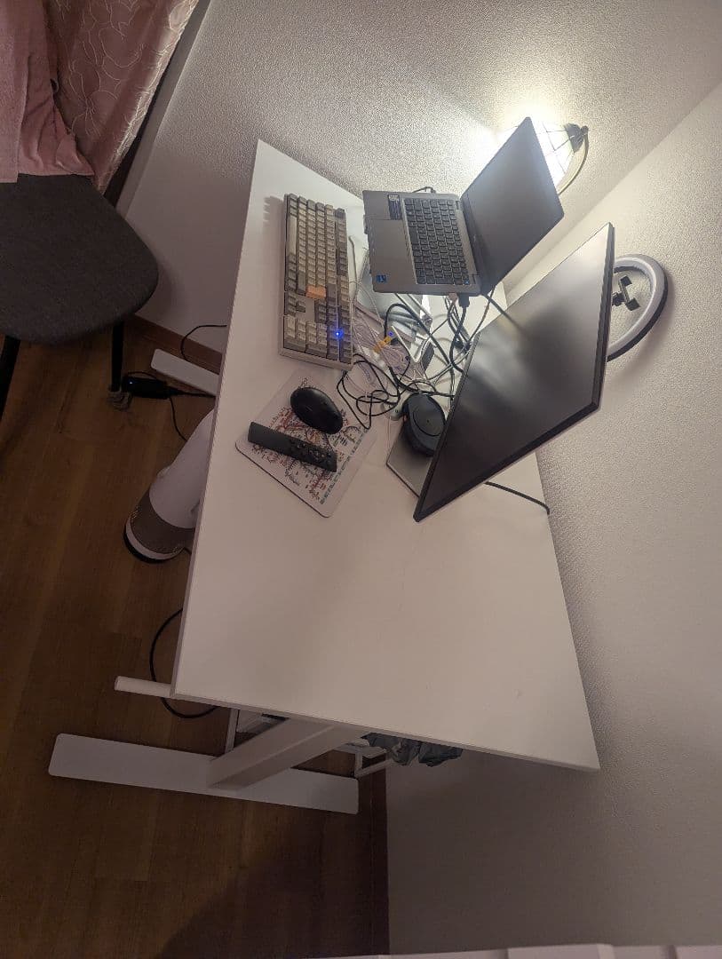 昇降式ホワイトデスク 幅120cm 直接の引き渡しで-8000円