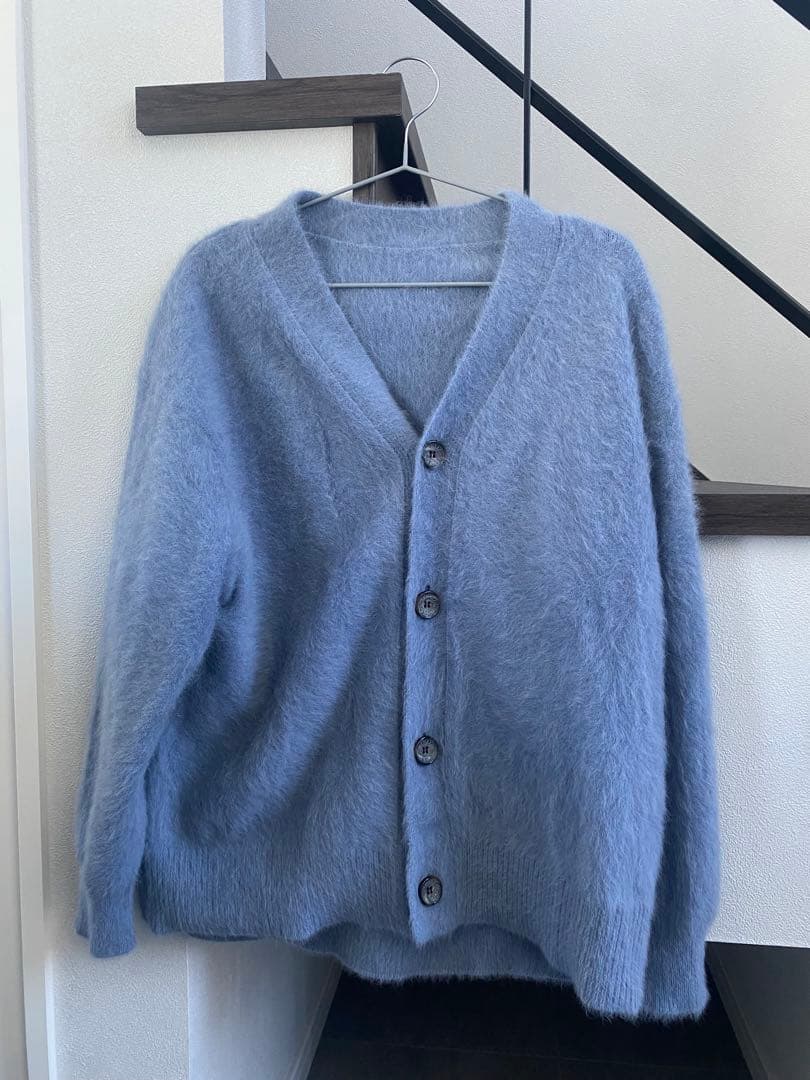 佐藤健 シャギーカーディガン 水色 abyts