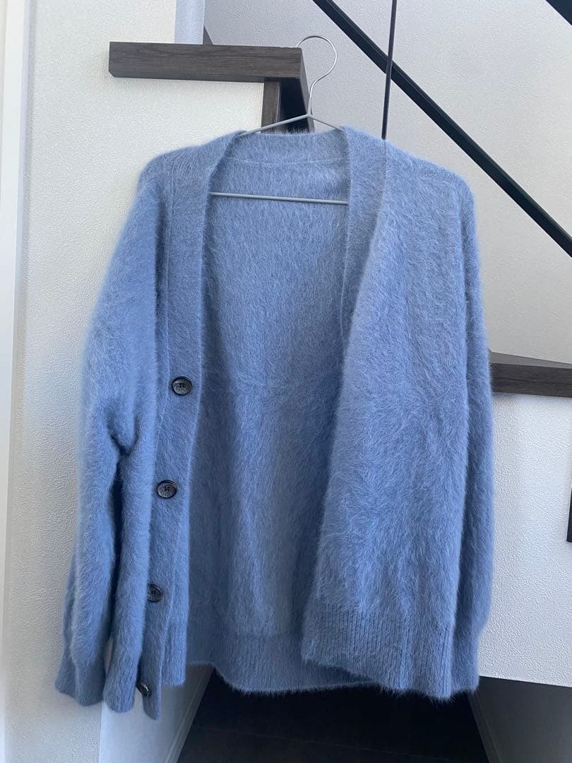 佐藤健 シャギーカーディガン 水色 abyts