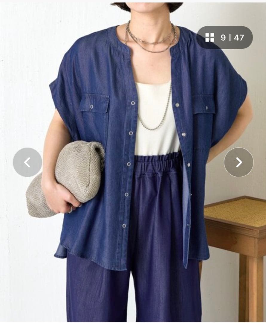 ジェナエスパスメルヴェイユ　ショートスリーブテンセルデニムシャツ　新品未使用