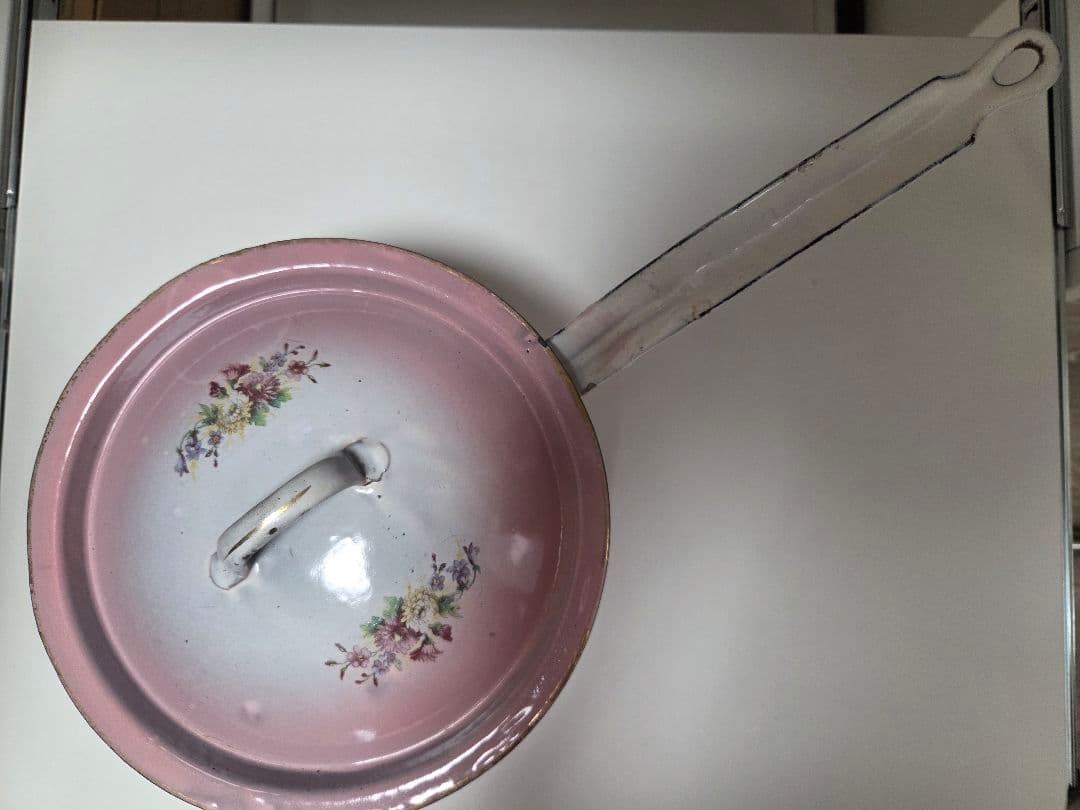 アンティーク花柄ホーロー鍋セット