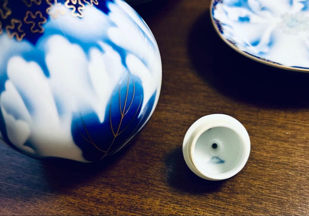 深川製磁　牡丹金ミル　大鉢　小皿　醤油差しセット