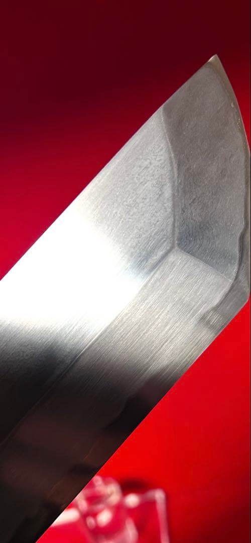 01566 包丁　保勝　ハモ切　片刃　津軽打刃物　墨流し　地肌綺麗　箱付　未使用