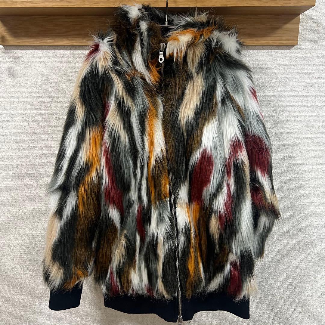 NO ID. ノーアイディー MIXフェイクファーフーデッド ブルゾン