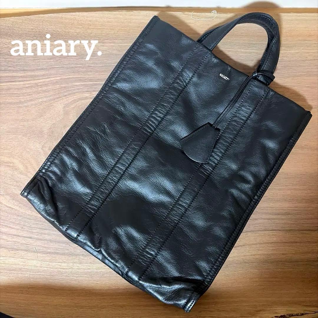 未使用に近い⭐︎aniary. 黒 レザートートバッグ A4 ビジネス