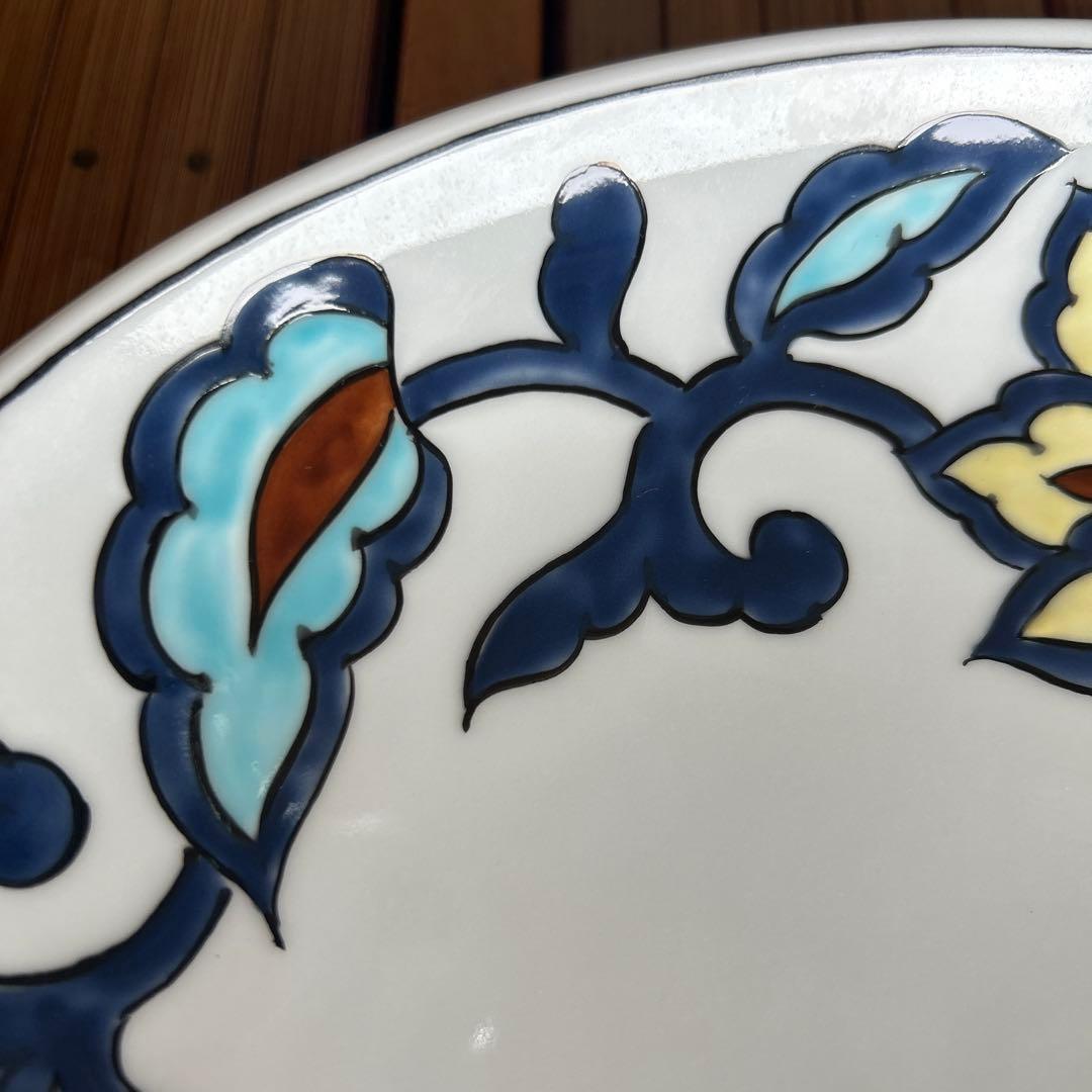 源右衛門窯　赤絵更紗唐花紋 楕円皿　大皿