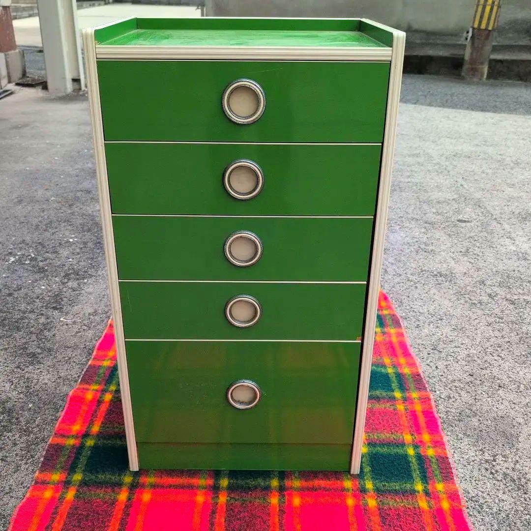 昭和レトロポップ緑5段引き出しラック