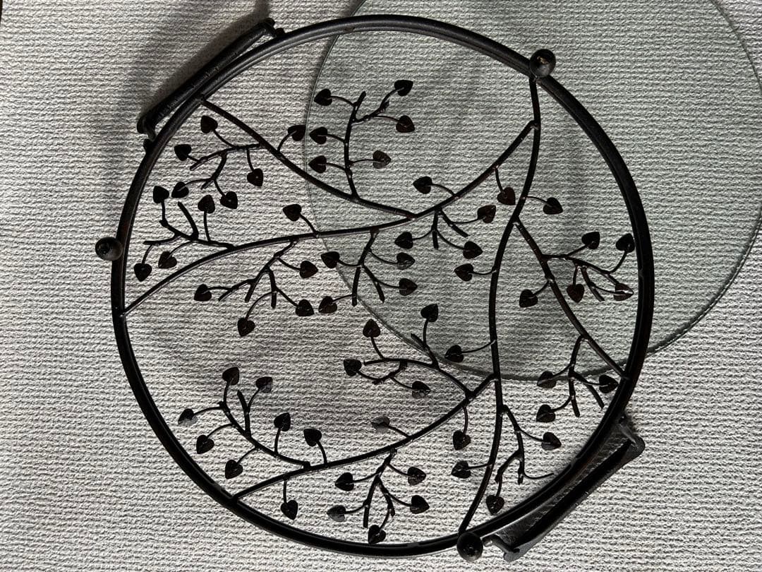 アイアントレイ　ガラスフラットトレイ