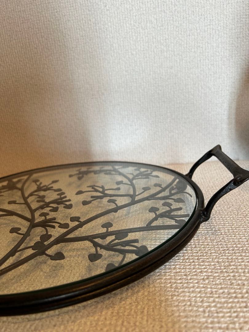 アイアントレイ　ガラスフラットトレイ