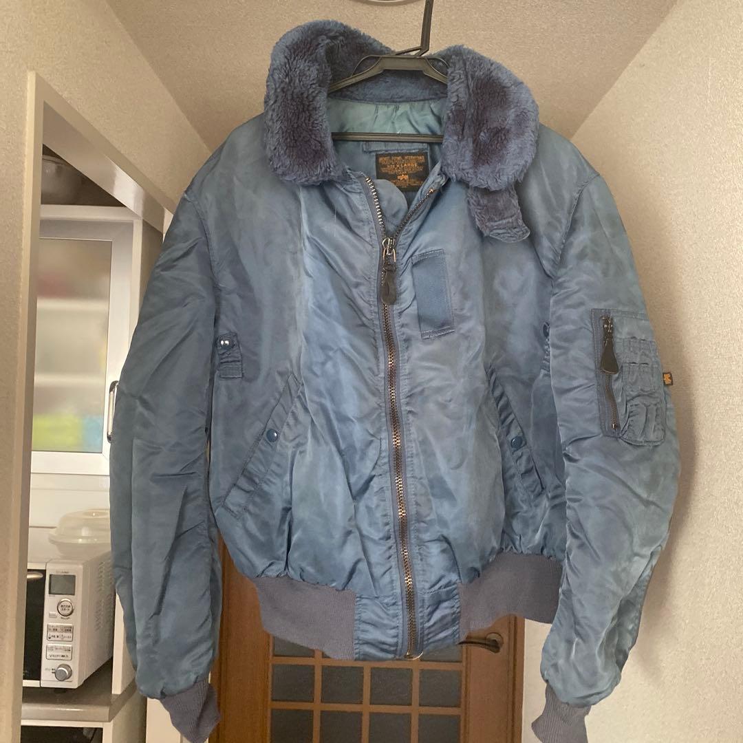 最終値下げ❣️古着USA製ネイビー MA-1 フライトジャケット ボア襟付き