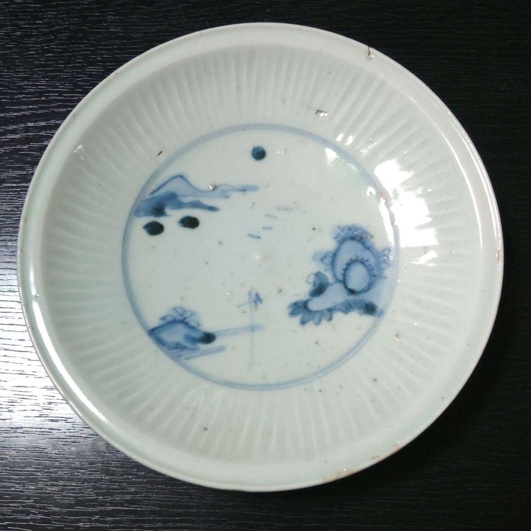 初期伊万里　釣り人物　中皿　太公望