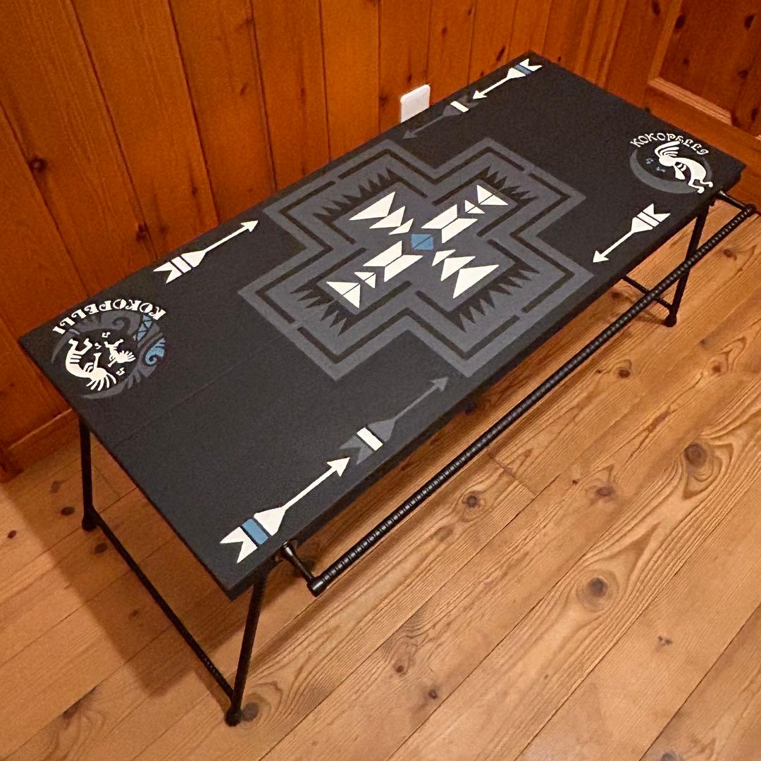 No.562 アイアンローテーブル オルテガテーブル　ネイティブ柄 ココペリ