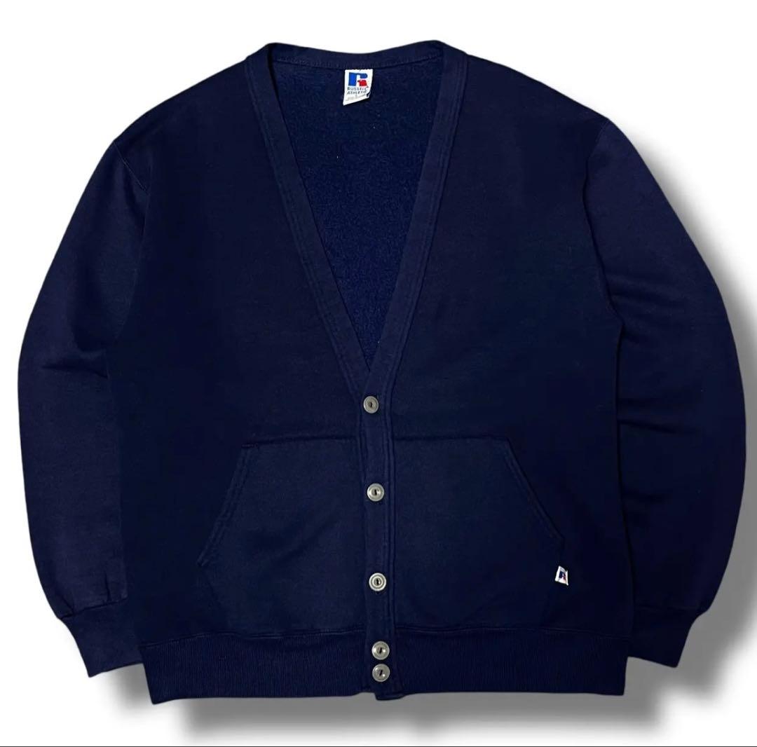 90's USA製 Russell”無地”スウェット カーディガン ラッセル