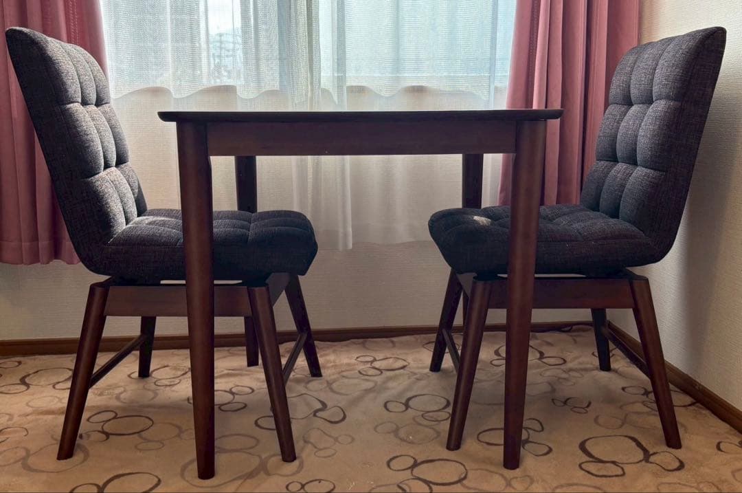 幅80cm ダイニングテーブル　回転式ダイニングチェア　椅子　セット　ニトリ