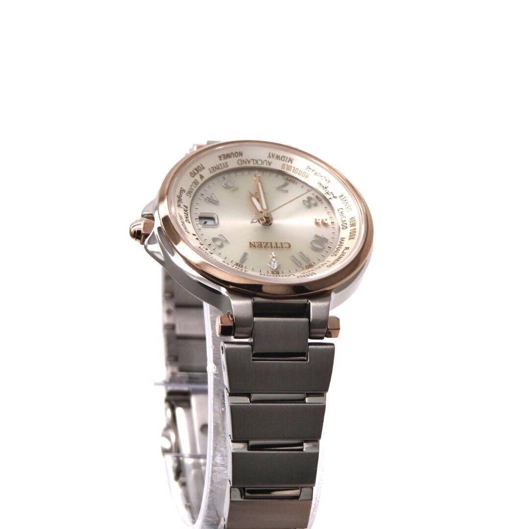 極美品 EC1015 53A クロスシー 電波ソーラー ダイヤ コンビ H246