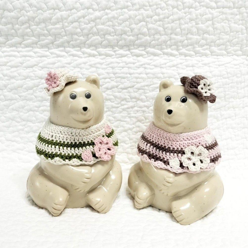 しろくま貯金箱 お花見コーデ(ピンク×ブラウン)