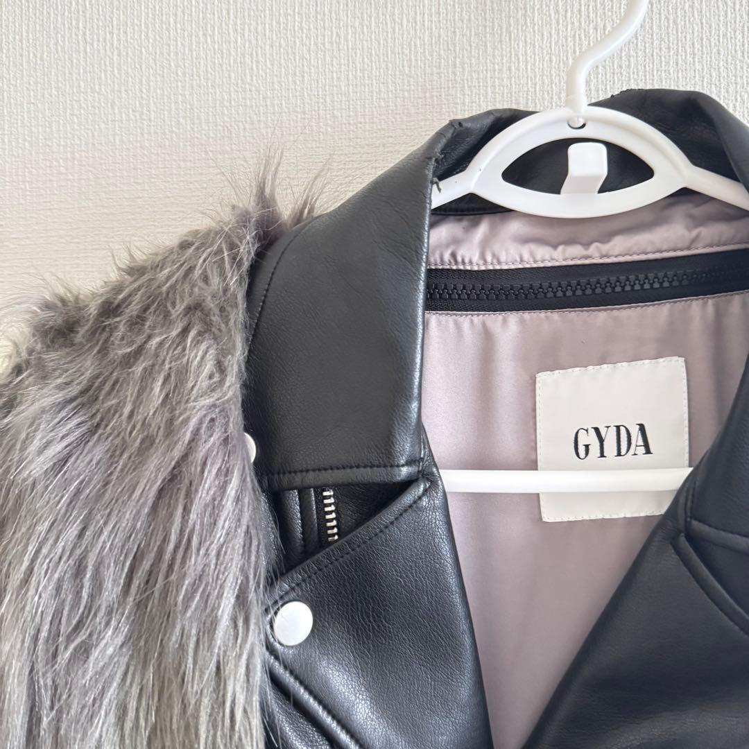 【11/8までの限定価格】GYDA グレー ファー ライダースジャケット レザー