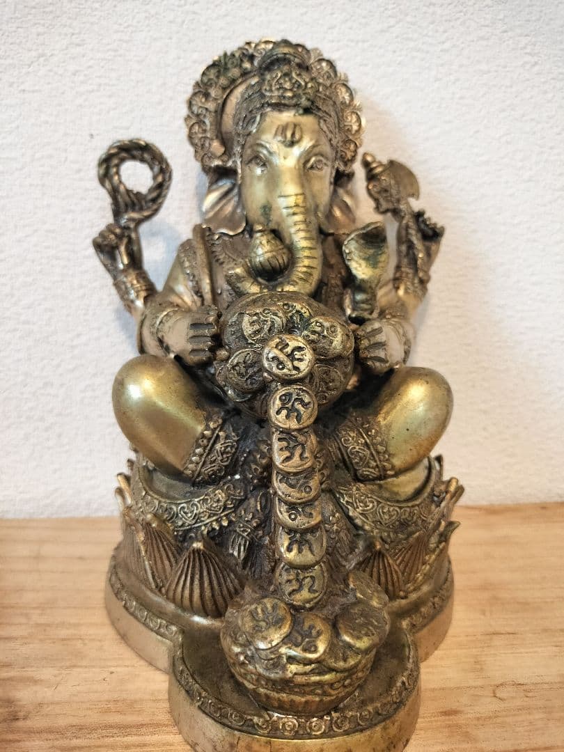 35年前に著名人から頂いた★大きめ真鍮ガネーシャ　商売繁盛　学問の神