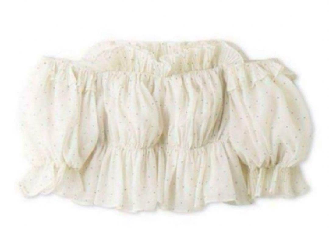 snidel ボリュームギャザーフリルオフショルブラウス ドット