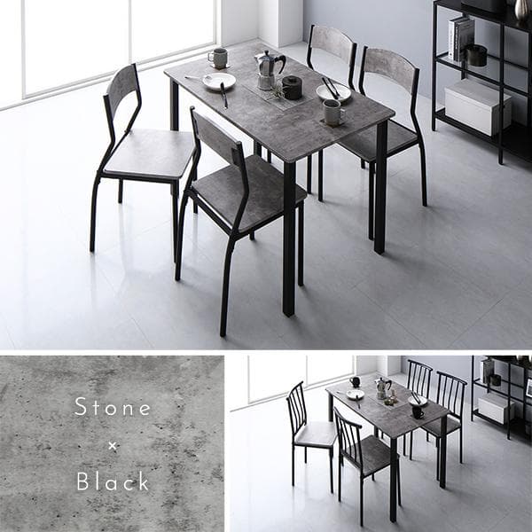 ダイニングテーブル　セット 5点　ストーン×ブラック　テーブル　チェア
