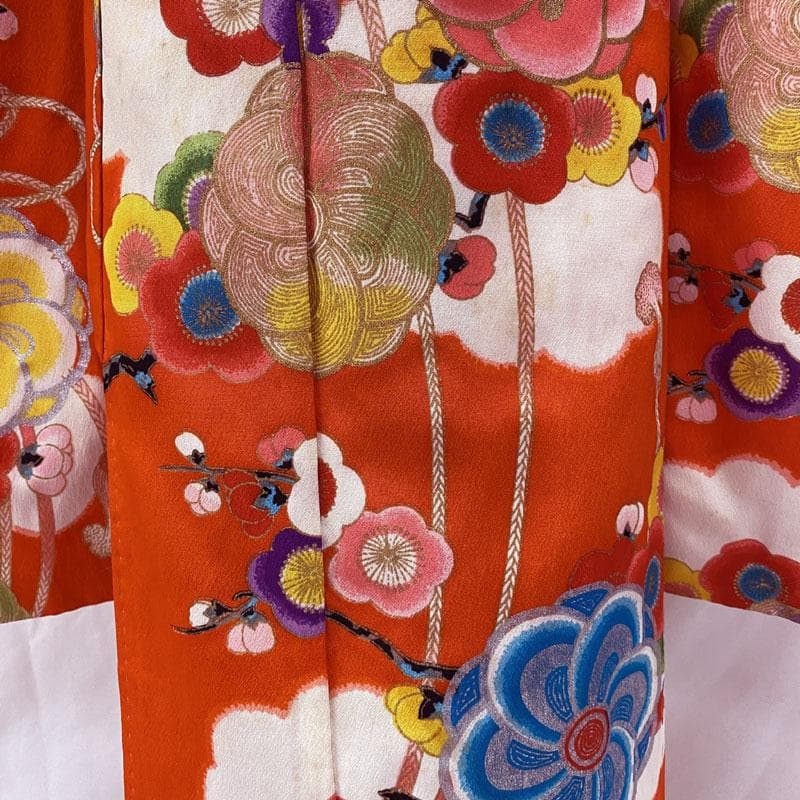 503ag23◎七五三 七歳 女児 アンティーク ねじり梅 着物&袋帯&長襦袢◎