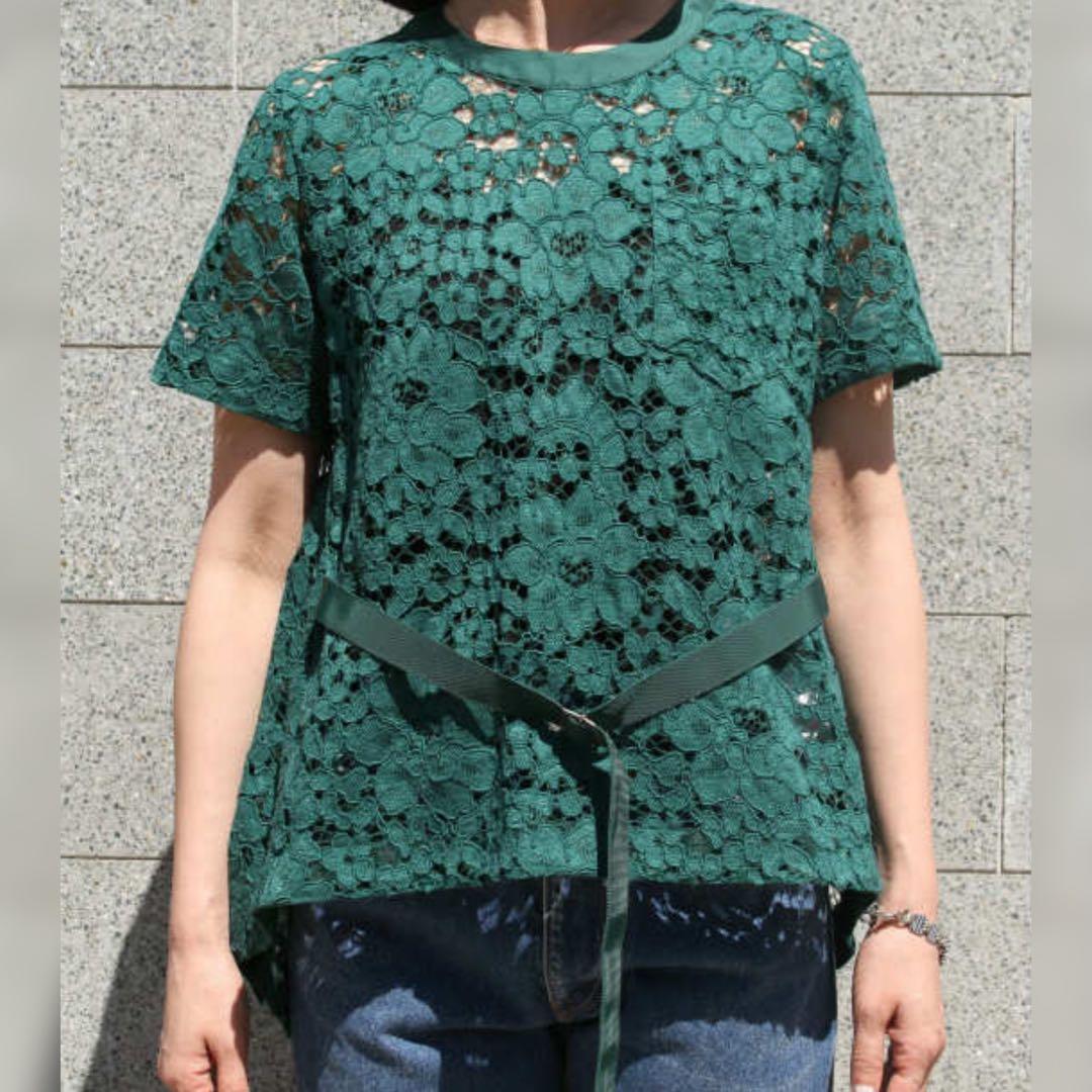 sacai フラワーレース 半袖プルオーバー