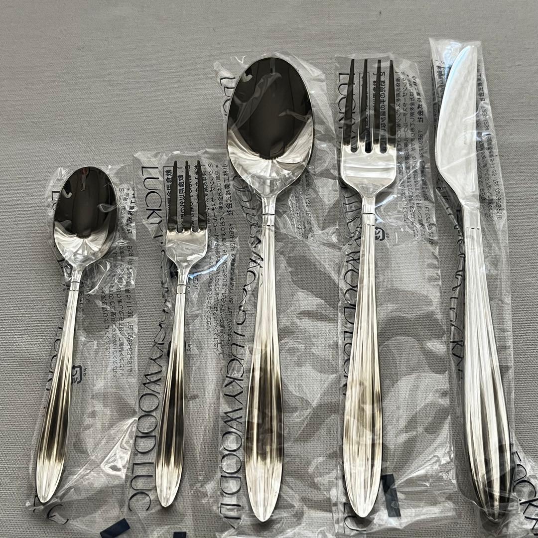 ラッキーウッド ステンレス カトラリー ディナーセット スプーン 25本