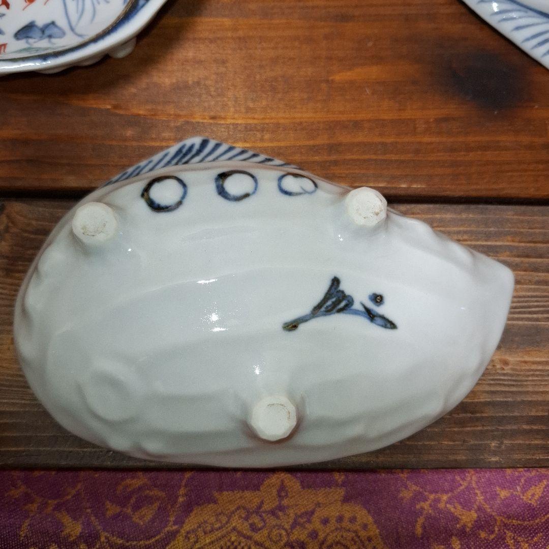 蔵珍窯　小泉蔵珍　向付　染付色絵　鮑型　魯山人写し　美濃焼