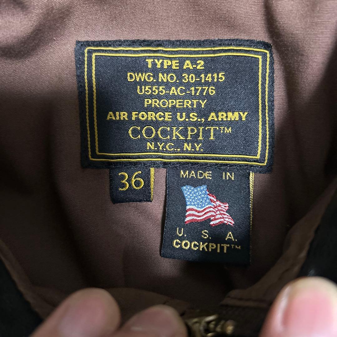 A2 レザージャケットCOCKPIT コックピットUSA ゴートスキン　36