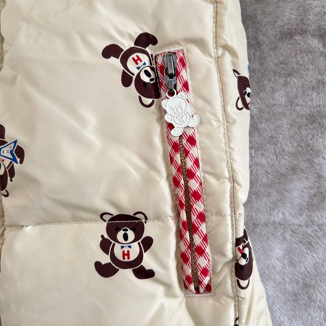 ヒステリックグラマー　ダウンベスト　クリーム　赤チェック　ヒスベア　総柄