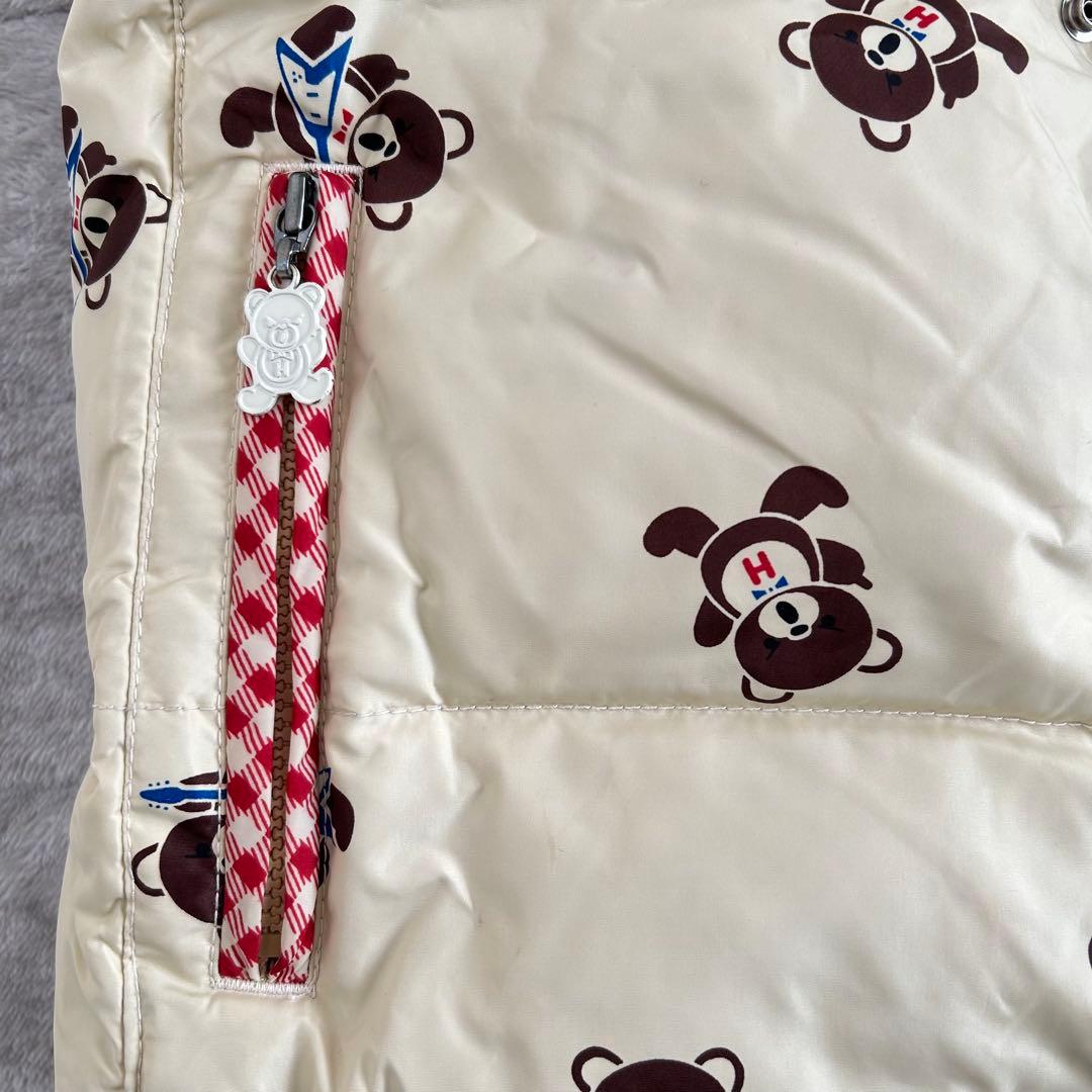 ヒステリックグラマー　ダウンベスト　クリーム　赤チェック　ヒスベア　総柄