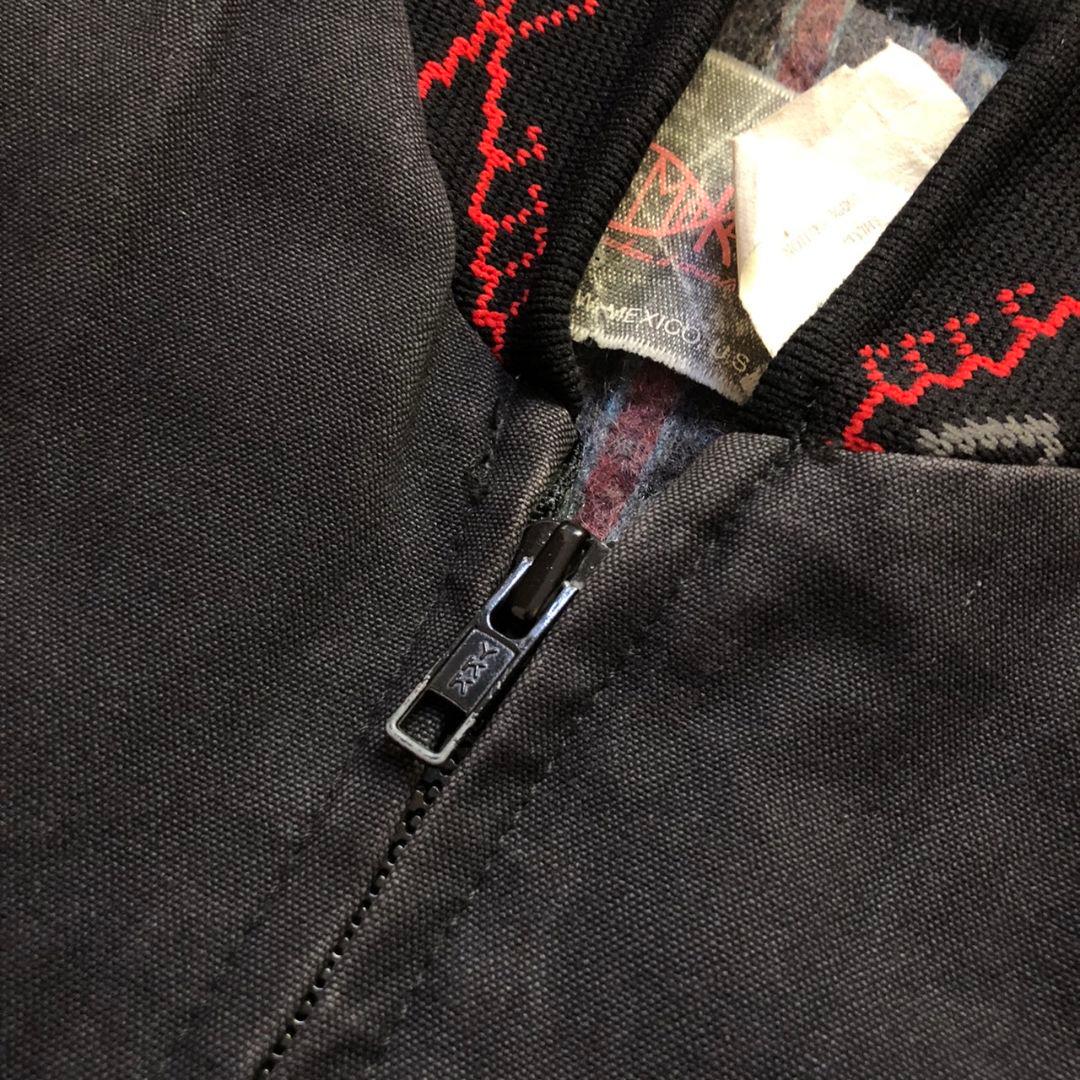 80sヴィンテージネイティブ柄ボンバージャケットダック生地スミクロ短丈