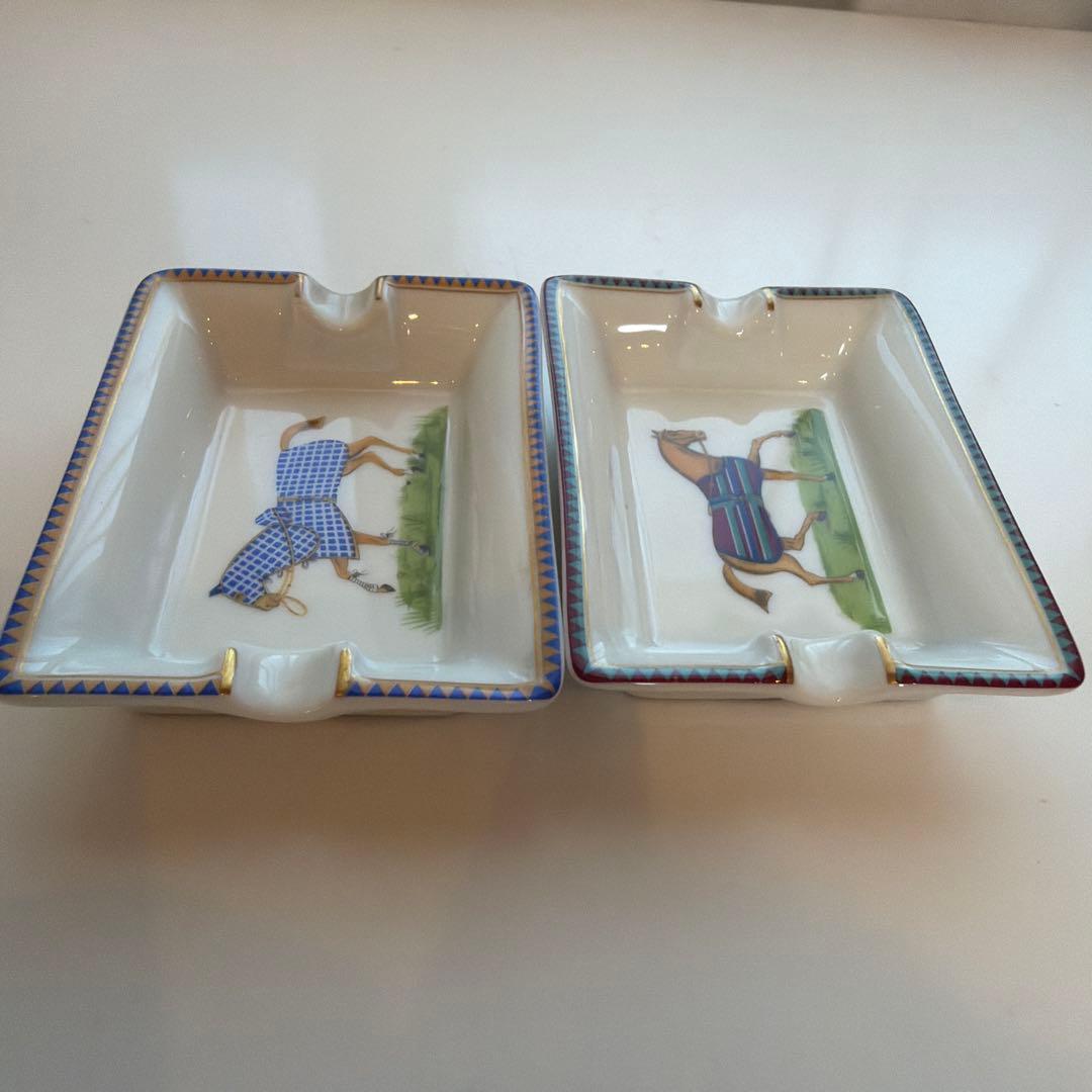 SG男　エルメス　ミニ　灰皿　アッシュトレイ　2点セット　ホース　馬柄