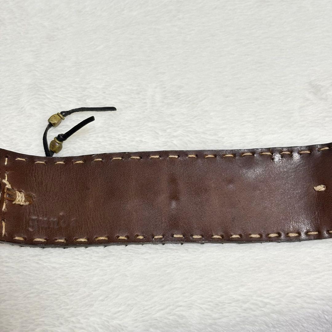 激レア gunda ガンダ 装飾 レザーバングル ハラコ メダイ