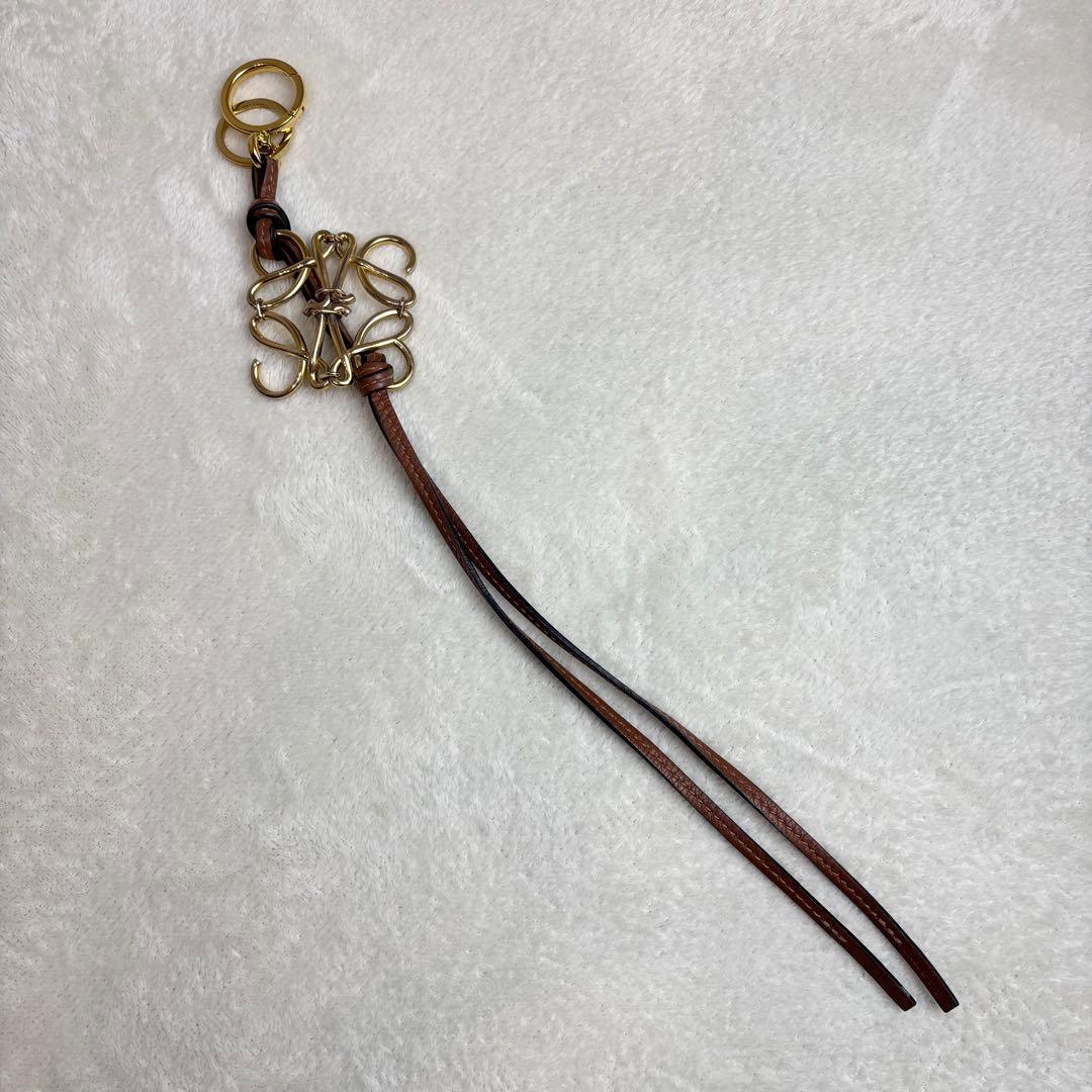 【美品✨】LOEWE キーリング バックチャーム アナグラム ブラウン レザー