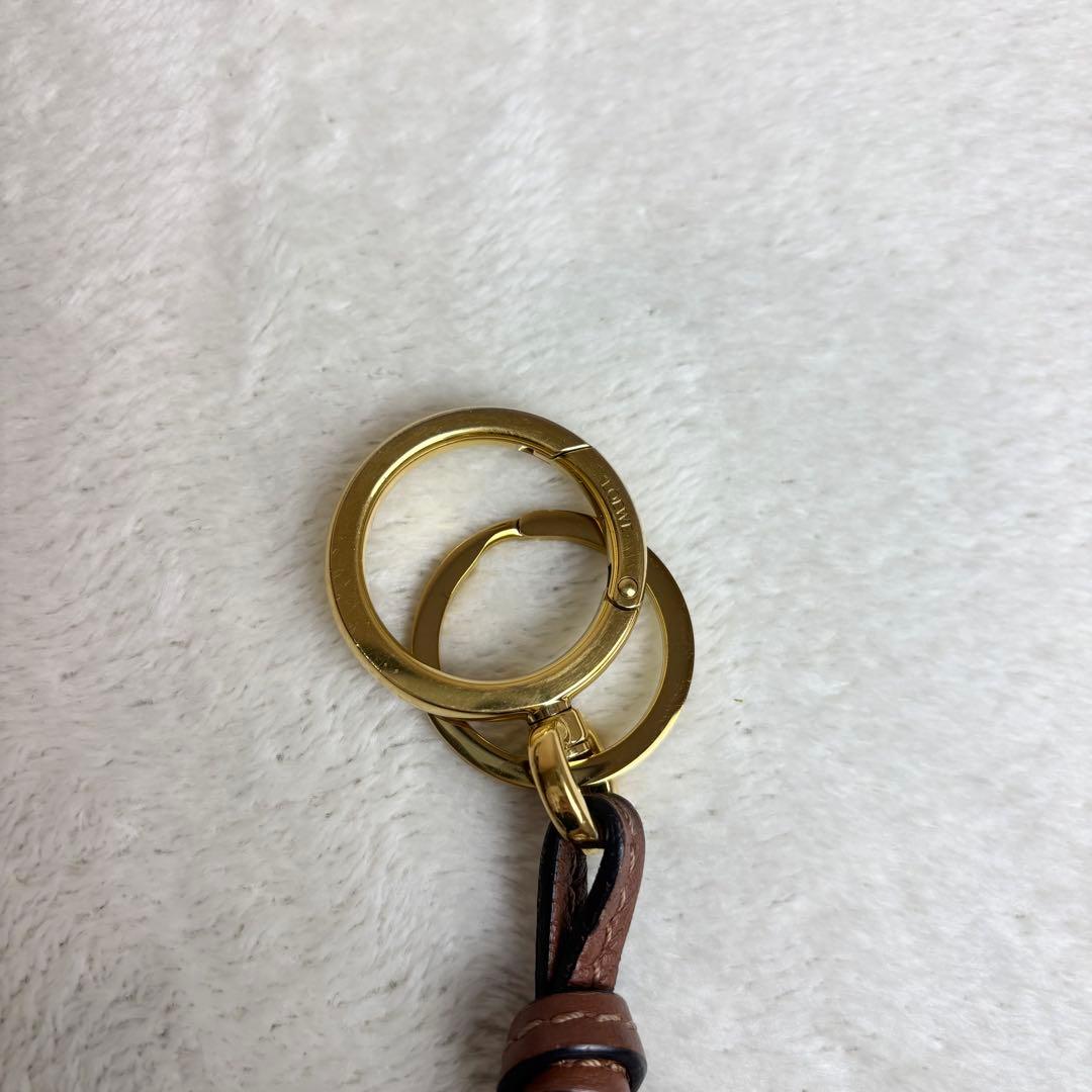 【美品✨】LOEWE キーリング バックチャーム アナグラム ブラウン レザー