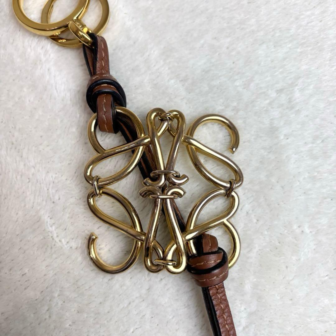 【美品✨】LOEWE キーリング バックチャーム アナグラム ブラウン レザー