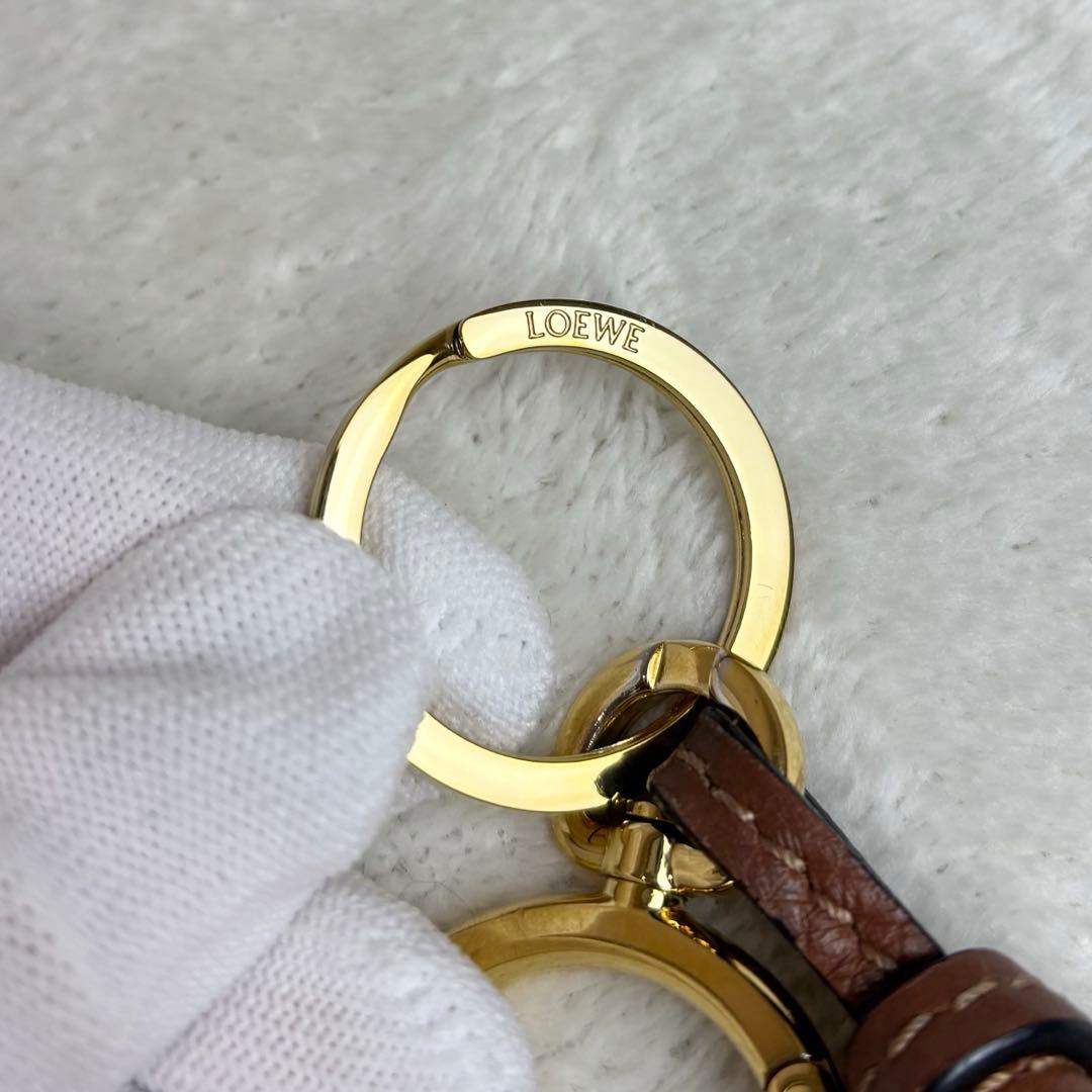 【美品✨】LOEWE キーリング バックチャーム アナグラム ブラウン レザー