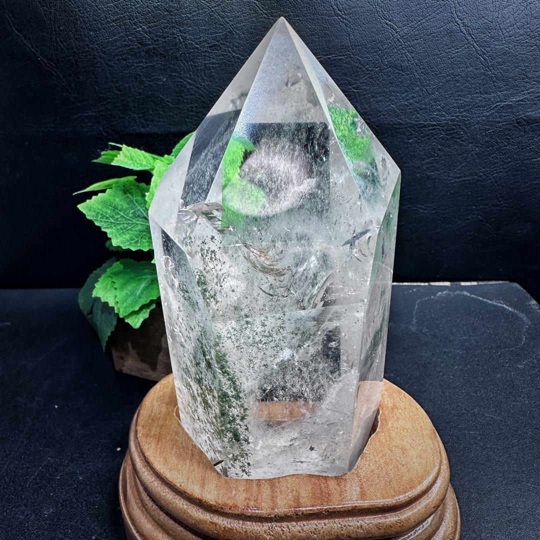 希少❗️ガーデンクォーツインクォーツ 虹☆六角柱　ポイント庭園水晶A1077